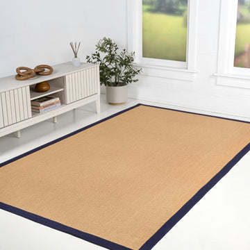 Camden Farmhouse Cottage Border Jute Area Rug